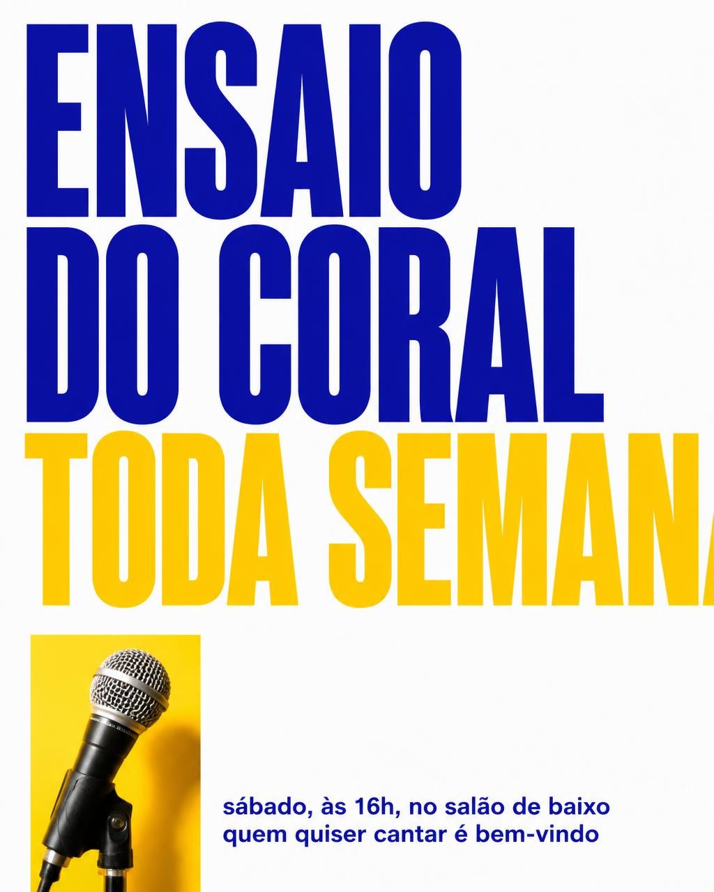 Post de igreja feito no app: ensaio do coral
