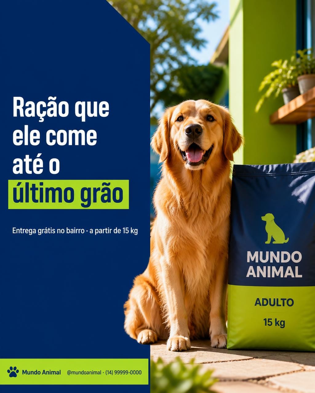 O mesmo saco de ração virando post colorido e organizado